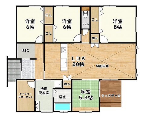 新築戸建　八代市千丁町新牟田の間取り
